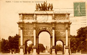 Postikortti/Arc de Triomphe du Carrousel/Pariisi/Seine/Ile de France/Ranska tekijältä Augustus Kollner