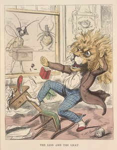 Leijona ja sääskä, kuvitus teoksesta "The Fables of Aesop and Others"