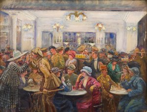 Olympia-juomapannu väliajan aikana, n. 1918 (öljy kankaalle)