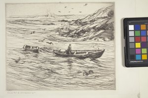 Sisäänajo (etsaus ja kuivakärki) tekijältä Charles Herbert Woodbury