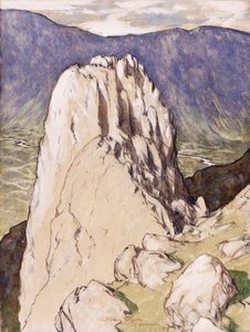 Pilarikallio, 1928 (muste, wc ja guassi paperille) tekijältä Charles John Holmes