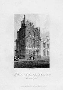 Sir Isaac Newtonin asuinpaikka, St Martins Street, Leicester Square, 1840
