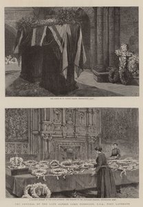 Edesmenneen Alfred Lord Tennysonin hautajaiset, DCL, runoilijavoittaja tekijältä Charles J. Staniland