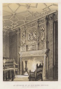 Sisustus vanhassa talossa Enfieldissä, joka tunnetaan kuningatar Elisabetin palatsina tekijältä Charles James Richardson