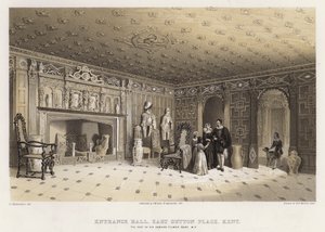 Sisääntulo, East Sutton Place, Kent, Sir Edmund Filmerin kotipaikka (värilitho)