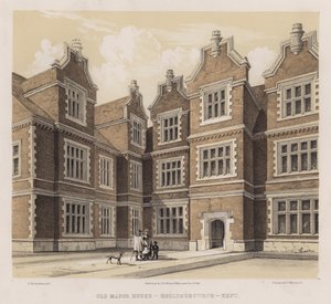 Vanha kartano, Hollingbourne, Kent (väri litho) tekijältä Charles James Richardson