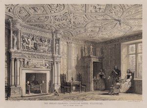 Suuri kammio, Stockton House, Wiltshire, Henry Biggsin kotipaikka (väri litho) tekijältä Charles James Richardson
