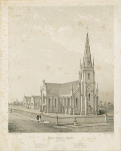 Burton-upon-Trent - Kristuksen kirkko ja koulut: kaiverrus, nd [1789-1850] (painettu) tekijältä Charles Joseph Hullmandel