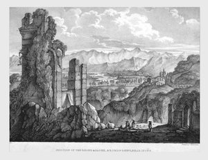 Rhônen ja Saonen risteys, roomalaiset rauniot lähellä Lyonia, c1835.