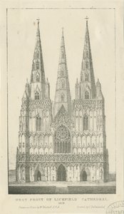 Lichfield Cathedral - West Front: kaiverrus tekijältä Charles Joseph Hullmandel