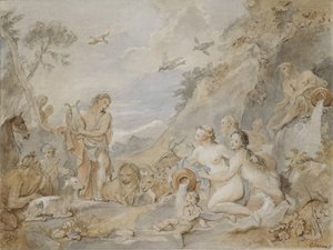 Orfeu encantant les nimfes, les dríades i els animals, 1757. finlandès tekijältä Charles Joseph Natoire