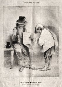 Caricatures del dia: Llegint els misteris de París. finlandès tekijältä Charles Joseph Traviès de Villers