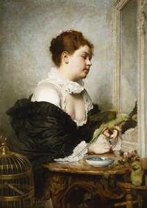 Nuori tyttö, jolla on papukaijat, tekijältä Charles Joshua Chaplin