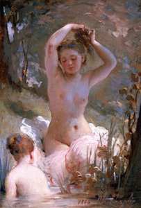 Kaksi tyttöä kylpemässä, 1864