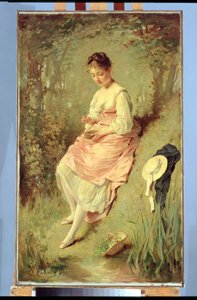 Nuori tyttö pesällä, 1860-luvun lopulla tekijältä Charles Joshua Chaplin
