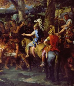 Aleksanteri ja Porus Hydaspesin taistelussa, n. 1673 (öljy kankaalle) (90063:n yksityiskohta) tekijältä Charles Le Brun
