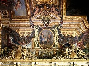 Kahden meren kohtaaminen, kattomaalaus Galerie des Glacesista tekijältä Charles Le Brun