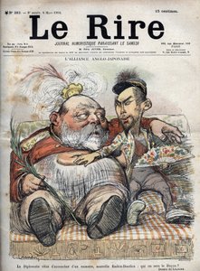 Anglo-Japanese Alliance (Japanese Anglo 1902) Diplomatia on juuri synnyttänyt hirviön, uuden Radica-Doodican: kuka on dekaani? - Kuningas Edward VII - Charles LEANDREn (1862-1934) PIIRKAKURI 1902 elokuvalle The Laughter tekijältä Charles Leandre