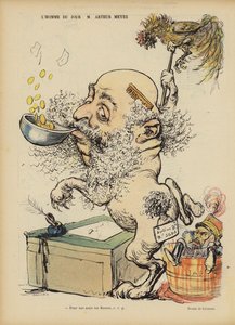 Karikatyyri ranskalaisesta toimittajasta Arthur Meyerista. Kuvitus Le Rirelle