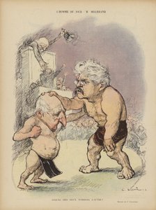 Karikatyyri ranskalaisista poliitikoista Emile Combesista ja Alexandre Millerandista. Kuvitus Le Rirelle