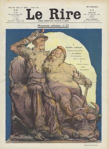 Karikatyyri Henry Cheronista, Ranskan sodan alivaltiosihteeristä. Kuvitus Le Rirelle