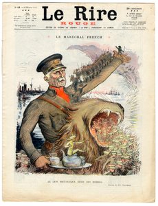 Kansi "" The Red Laughter", satiirinen väreissä tekijältä Charles Leandre