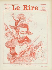 Ranskalainen poliitikko Aristide Briand. Kuvitus Le Rirelle