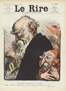 Ranskalaiset poliitikot Henri Brisson ja Emile Combes. Kuvitus Le Rirelle