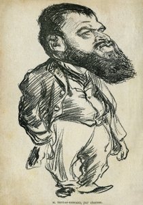 Portrait of Bernard Paul dit Tristan-Bernard (1866-1947), ranskalainen kirjailija ja koomikko. Charles Leandren (1862-1934) sarjakuva, Tristan Bernardin "Tales of Pantruche ja muualla", Petite Collection du "" Rire", Pariisi tekijältä Charles Leandre