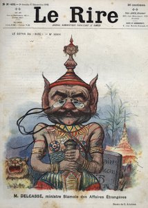 Theophile Delcasse (1852-1923), ranskalainen poliitikko - Naurujen gootti, nro. XXXVI, M. Delcasse, Siamin ulkoministeri - Charles Leandren sarjakuva - (6. joulukuuta 1902) tekijältä Charles Leandre