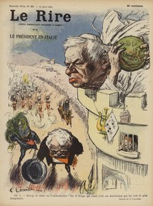 Ranskan presidentin Loubetin vierailu Italiaan. Kuvitus Le Rirelle