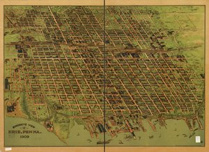 Lintuperspektiivistä Erie, Pa. 1909 tekijältä Charles; Lederle Lederle