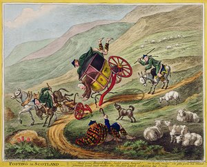 Postitus Skotlannissa, julkaisija Hannah Humphrey, 1805 (käsinvärinen etsaus)