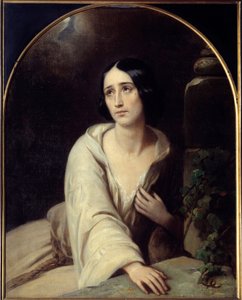 Gaetano Donizettin suosikki kuvitus oopperalle "" La suosikki"" (La favorita). Charles Louis Bazinin (1802-1859) maalaus 1840 Pariisi, Oopperamuseon kirjasto tekijältä Charles Louis Bazin