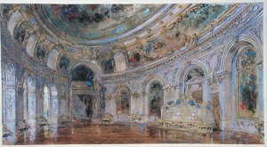 Laekenin kuninkaallisen palatsin juhlasali, n. 1910 (akvarelli paperille)