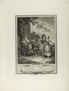 Aamukävely, alkaen Monument du Costume Physique et Moral de la fin du Dix-huitième siècle -muistomerkki tekijältä Charles Louis Lingée