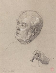 Noppia heittävän miehen pää ja käsi tekijältä Charles Louis Lucien Muller