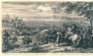 De Franse legers steken bij Lobith de Rijn over, 1672 Rein ui ranskalaisten ohi Hollannin armeijan nähdessä (otsikko esineessä)