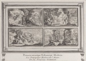 Neljä raamatullista kohtausta: Vanhan ja Uuden testamentin päämysteerit Les principaux..., 1680-1728.