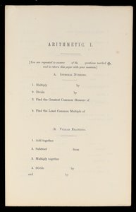 Aritmetiikka, Oxford University Press, n. 1870 (painettu) tekijältä Charles Lutwidge Dodgson