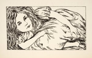 Alice in White Rabbits House, kuvitus Alices Adventures Under Groundista, pubista. 1886 (faksimile) tekijältä Charles Lutwidge Dodgson