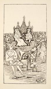 Trial of the Knave of Hearts, kuvitus Alices Adventures Under Groundista, pub. 1886 (faksimile) tekijältä Charles Lutwidge Dodgson