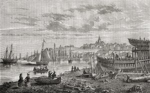 Granville, Ranska, 1700-luvulla, Louis Blancin (1811-82) teoksesta "Histoire de la Revolution Francaise", kaiverrus LeBreton, 1847-62 tekijältä Charles Marie Bouton