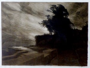 Ranskalainen:  Le Vent - kuuluu 9 litografian sarjaan nimeltä Cantique des créatures. tekijältä Charles Marie Dulac