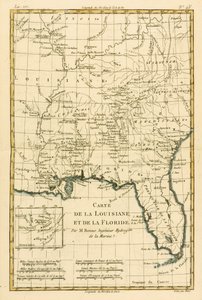 Louisiana ja Florida, Guillaume Raynal (1713-96) teoksesta Atlas de Toutes les Parties Connues du Globe Terrestre, julkaistu J L Pellet, Geneve, 1780 tekijältä Charles Marie Rigobert Bonne
