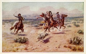 Cowboyt jahtaavat preeriasutta tekijältä Charles Marion Russell