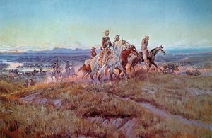 Riders of the Open Range (öljy kankaalle) tekijältä Charles Marion Russell
