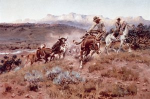 Pyöreä simpukankuorella (öljy kankaalle) tekijältä Charles Marion Russell