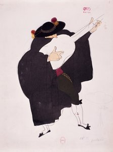 Gioacchino Rossinin The Barber of Sevillan kitaristin hahmo, Charles Martinin (1884-1934) luonnos tekijältä Charles Martin