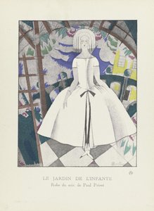Le Jardin de lInfante, muotikuvakokoelmasta, 1920 (pochoir-painatus). tekijältä Charles Martin